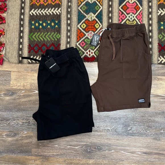 Benny Gold & The Hundreds Canvas Shorts XL NWT Black Brown - Picture 8 of 8